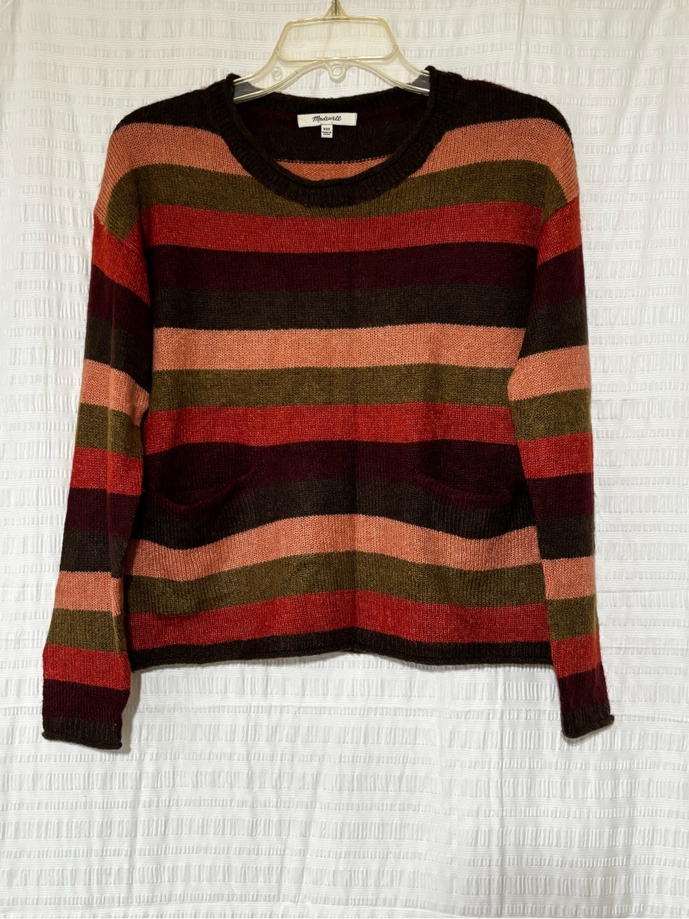Madewell Chelsea Pocket Pullover Sweater Striped Alpaca Sz XXS - Picture 3 of 10